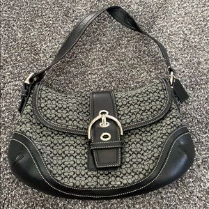 C covered black and grey Coach purse